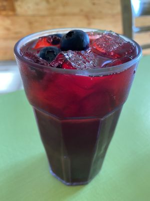 Blueberry Jamaica Agua Fresca  at Hijo De Su Madre in Los Angeles