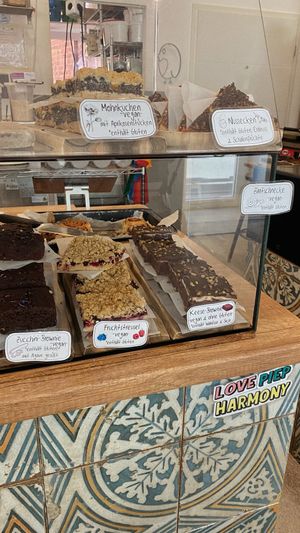 many tasty vegan cakes, brownies etc :))  at Café Rotkehlchen - Bayenthal in Cologne
