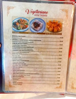 Veggie menu at Lung Fung in Panama City