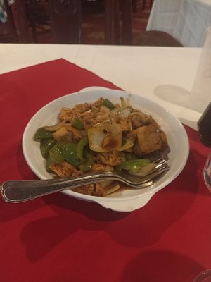 Fried Tofu with Vegetables in Black Bean Sauce at Lung Fung in Panama City