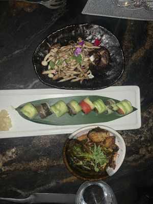 Mushrooms were just plain but the Brussels sprouts were amazing and the vegan sushi was good  at Salvaje in Panama City