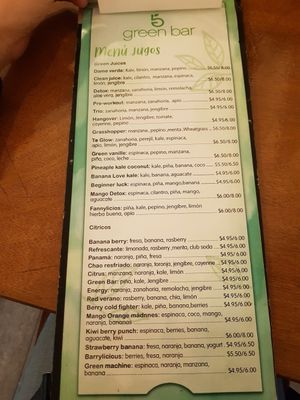 Juices at Green Bar in Panama City