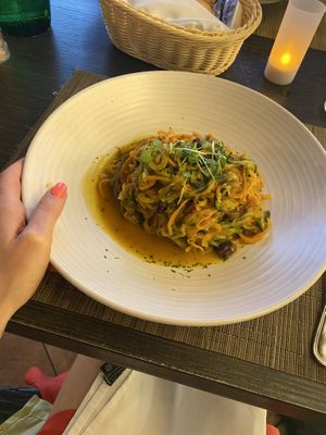 carrot and zucchini noodles at Los Años Locos in Panama City