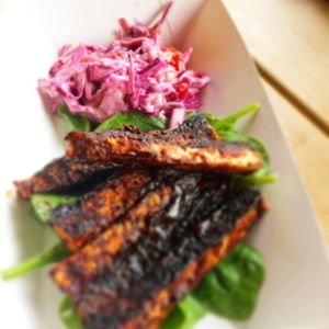 Louisiana bbq tempeh ribs and slaw at Soul Shack Vegan Grill in Newcastle Upon Tyne