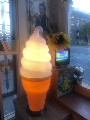 Illuminated ice cream cone at Chotto Motto in Collingwood