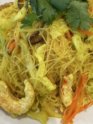 Singapore noodles with seafood  at Vege Valley Restaurant in San Gabriel