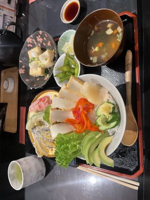 Vegetarian sushi plate   at Shaw's Sushi Bar & Dining in Fujikawaguchiko