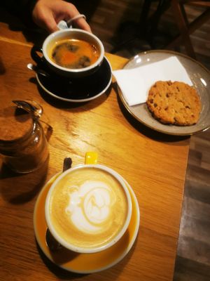 Cute cappuccino for my bf but not available in vegan at 9BAR in Budapest