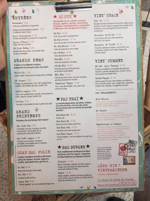 Menu at Hanoi Ca Phe in Velizy-villacoublay