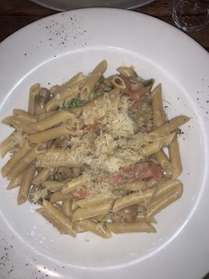 Alla Panna Pasta with Vegan Ham + Mushrooms  at Tin Pan Alley Foodsmiths in Upwey