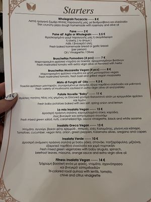 Vegan menu   at d'Angelo in Mykonos