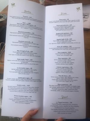 Menu at d'Angelo in Mykonos
