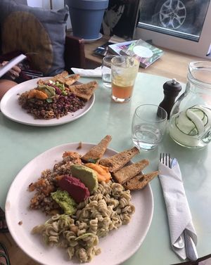 Two salads mix with houmous at Super Donkey in Belgrade