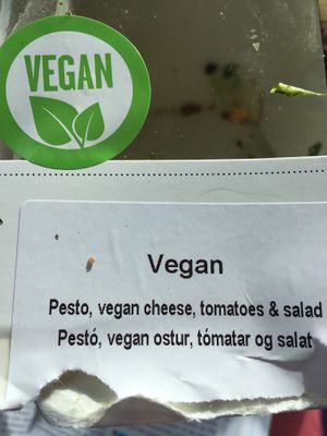 Vegan sandwich packet - ingredients in Icelandic and English (one of several options) at 10-11 in Reykjavik