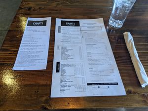 Vegan Menu displayed on same page with sides and beverages at CRAFTkitchen in Henderson