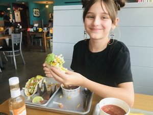 My kid loves the tofu tacos   at Tacos 4 Life in Jackson