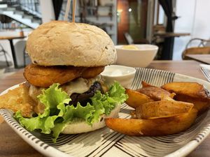 The incredible burger, $6.90  at Bong Bonlai at YK Art House in Phnom Penh
