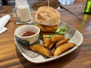 Chick’n nugget burger, $5.90  at Bong Bonlai at YK Art House in Phnom Penh