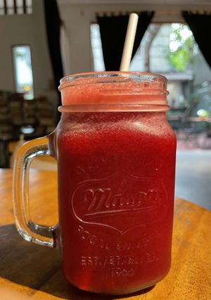 Beetroot carrot smoothie, $2.50  at Bong Bonlai at YK Art House in Phnom Penh