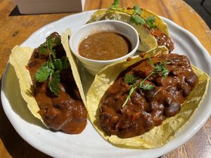 Black bean tacos, $4.90  at Bong Bonlai at YK Art House in Phnom Penh
