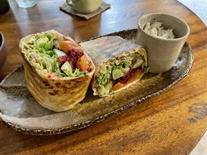 Beetroot falafel wrap, $5.50  at Bong Bonlai at YK Art House in Phnom Penh