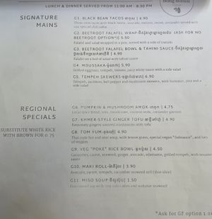 Menu, 4 of 6  at Bong Bonlai at YK Art House in Phnom Penh