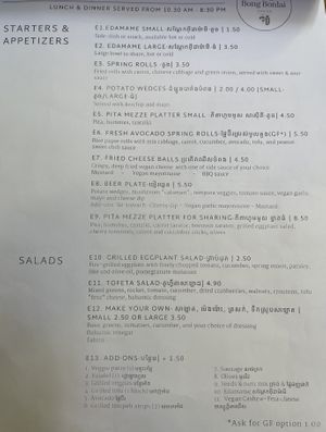 Menu, 5 of 6  at Bong Bonlai at YK Art House in Phnom Penh