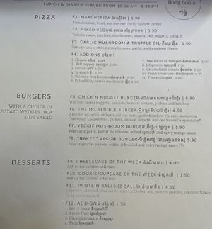 Menu, 6 of 6  at Bong Bonlai at YK Art House in Phnom Penh