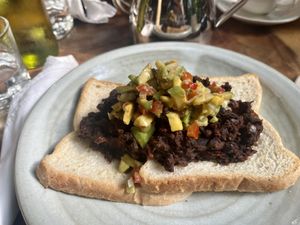 Mexican beans breakfast   at Bong Bonlai at YK Art House in Phnom Penh