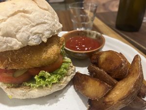 Tofu burger   at Bong Bonlai at YK Art House in Phnom Penh