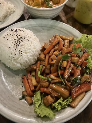 Ginger and tofu (not that fiery)  at Bong Bonlai at YK Art House in Phnom Penh