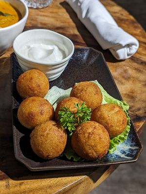 Fried cheese balls at Bong Bonlai at YK Art House in Phnom Penh