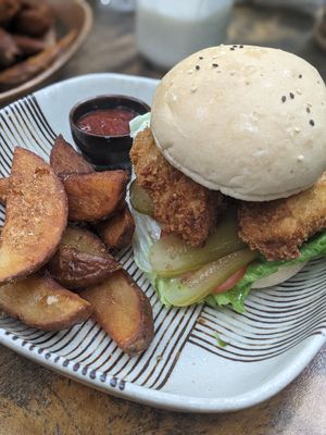 Chick 'N Nugget Burger 🍔 5.9 $ at Bong Bonlai at YK Art House in Phnom Penh