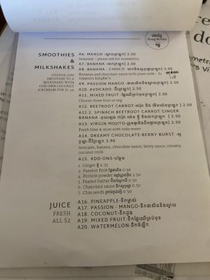 Menu (Mar 2024)  at Bong Bonlai at YK Art House in Phnom Penh