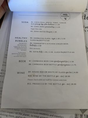 Menu (Mar 2024)  at Bong Bonlai at YK Art House in Phnom Penh