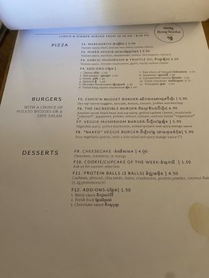 Menu (Mar 2024)  at Bong Bonlai at YK Art House in Phnom Penh