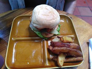 "Chicken" burger at Bong Bonlai at YK Art House in Phnom Penh