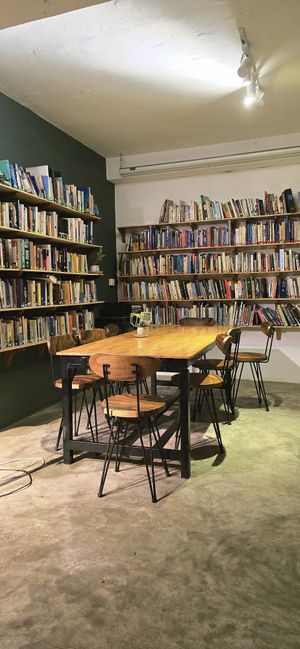 Inside library at Bong Bonlai at YK Art House in Phnom Penh
