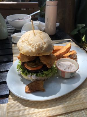 Incredible burger at Bong Bonlai at YK Art House in Phnom Penh