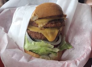 The Big Bopper with (two) Beyond Burger patties! at Cool Cat Cafe in Lahaina