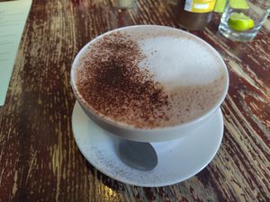 Hot chocolate with oat milk at Kult in Wurzburg