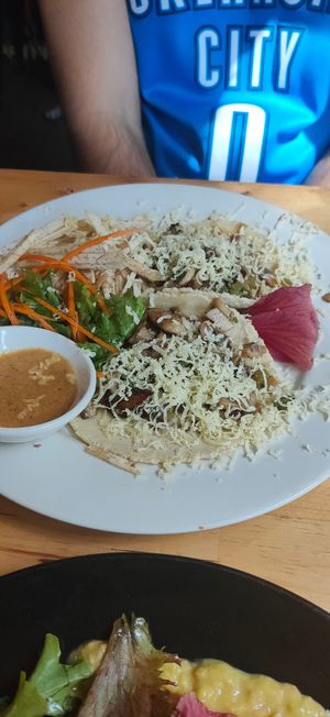 Vegan tacos and homemade vegan cheese at La Fonda Latina in Kuranda