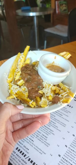 Loaded plantain fries at La Fonda Latina in Kuranda