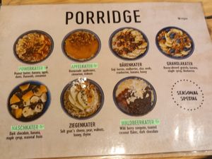 porridge options, vegan marked at Haferkater - MCB Bonn in Bonn