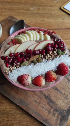 Peanut butter smoothie bowl at Organic Smoothie Bowl & Cafe - Lazimpat in Kathmandu