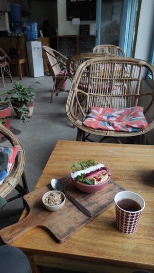 PB smoothie bowl and black tea at Organic Smoothie Bowl & Cafe - Lazimpat in Kathmandu