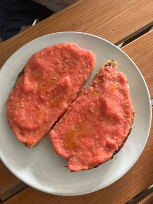 Sourdough with tomato and olive oil at Organic Smoothie Bowl & Cafe - Lazimpat in Kathmandu