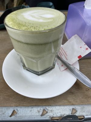 Matcha with almond  at Organic Smoothie Bowl & Cafe - Lazimpat in Kathmandu