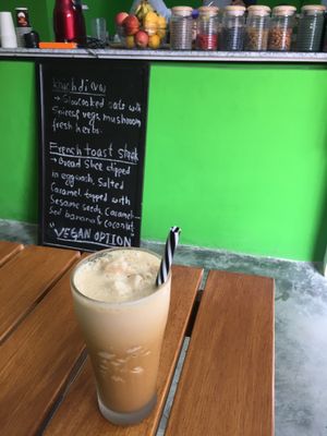 Amazing iced americano with hemp milk. at Organic Smoothie Bowl & Cafe - Lazimpat in Kathmandu