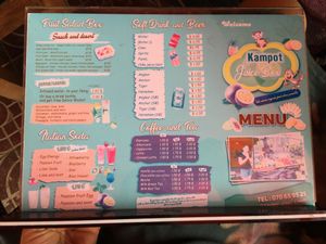Menu at Kampot Juice Box in Kampot